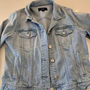 JCrew indigo light washed blue jean jacket.
